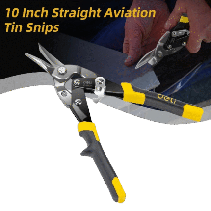 Deli 10-Inch Aviation Tin Can Straight Tips, Heavy-Duty Metal Nippers for Cutting Sheet Metal, Super Sharp Hand Tool Pliers, CRV Steel