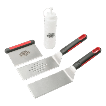 Expert Grill 4-Piece Stainless Steel BBQ Griddle Tool Set, Including Spatula, Scraper, Bottle